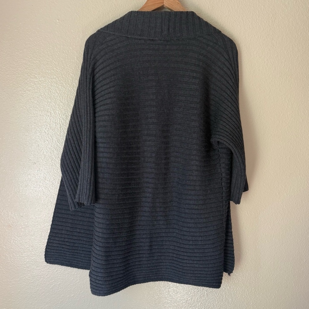 Talbots Charcoal Ribbed Open-Front Wool Cardigan - Picture 4 of 4